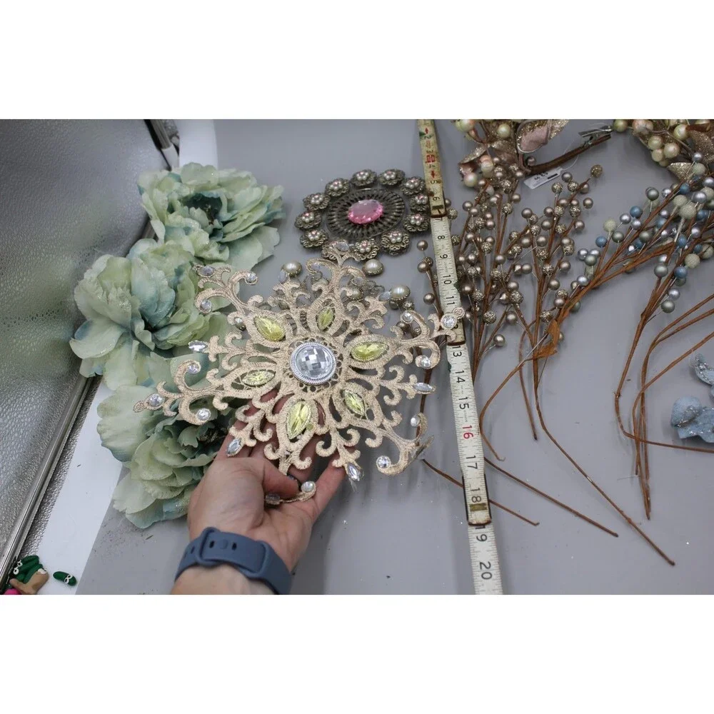 18 Pcs Branches, Flowers, Stems Huge Ornament Lot Vintage-Inspired At Home Magic